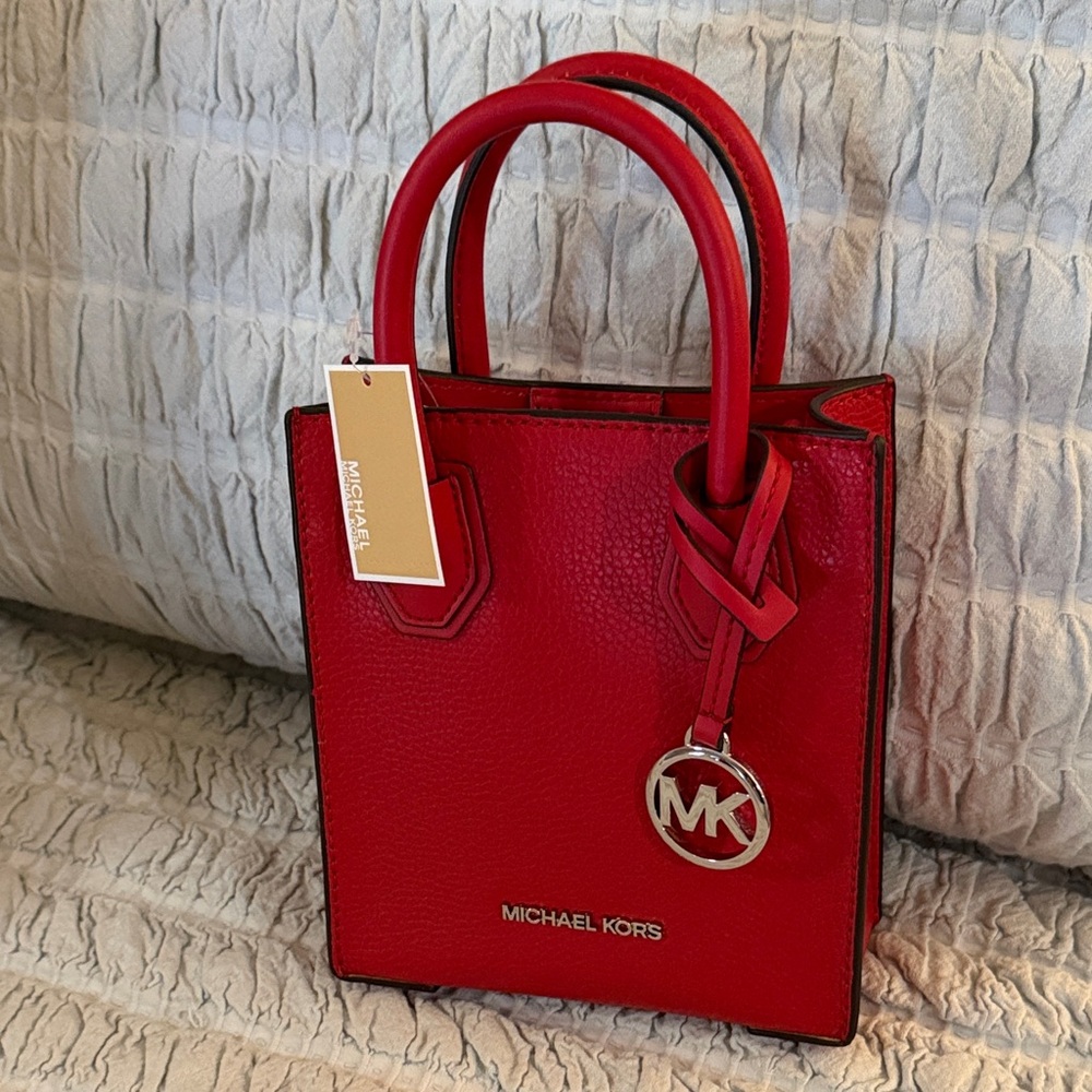 Michael Kors Bright Red Mini Shopper Crossbody bag-NWT